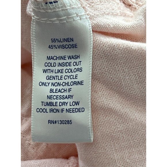 Per Se Pull-On Capri Pants Women L Drawstring Peach Linen Blend Cropped Classic - Picture 6 of 8